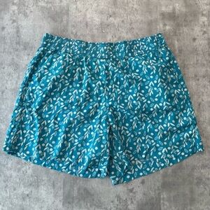 Blue floral summer shorts vacation beach bohemian shorts plus size